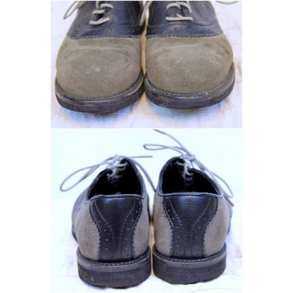 Walk Over Suede Shoes Saddle Grey Black Mens 8.5 Dress Dance Costume Uniform - Picture 7 of 12